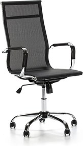 Fotel biurowy z regulacją pochylenia i wysokości, o smukłym designie ergonomicznym.