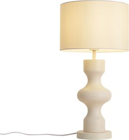 Lampa stołowa retro beżowa z abażurem z tkaniny - Captain
