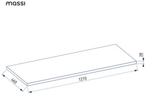 Uniwersalny blat do szafki łazienkowej lub konsoli naturalny dębowy drewno 46 x 120 cm