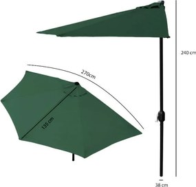 Parasol ogrodowy boczny UM016 - składany, przyścienny, zielony