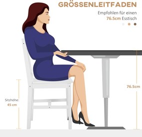 HOMCOM Zestaw 4 krzeseł do jadalni drewniane białe nowoczesne 41x46,5x85,5 cm | Aosom PL