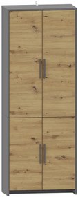 Duży regał zamykany dąb artisan + antracyt H3-N88