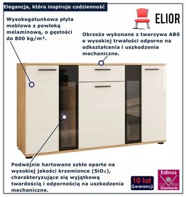 Komoda ze szkłem w kolorze dąb artisan + biały G2-N26