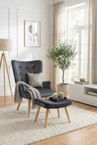 Szary skandynawski fotel z podnóżkiem A0-R85