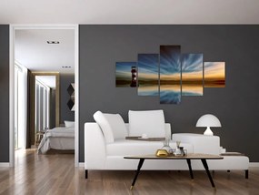 Obraz latarni morskiej na morzu (125x70 cm)