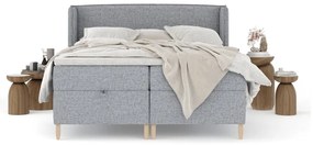 Szare łóżko boxspring ze schowkiem 200x200 cm Monpelli – Maison de Rêve