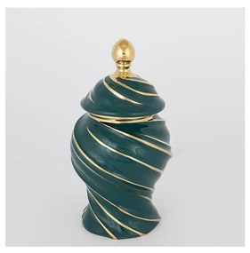 Wazon ceramiczny 30x17 cm złoty/zielony