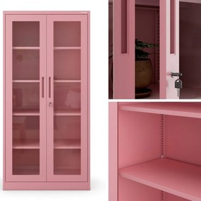 Przeszklona szafa medyczna Amelia Fresh Style 90x40x185 cm pudrowy róż