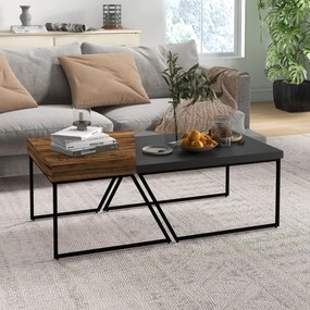 Zestaw 2 Stolików HOMCOM, Design Przemysłowy, Rama Stalowa, Drewno/Czarne