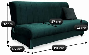 Sofa z Funkcją Spania SIGMA Rozkładana Wersalka Dwuosobowa Zielona Nowoczesna do Salonu