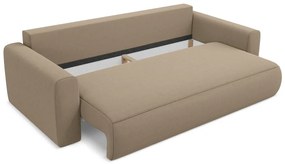 Jasnobrązowa aksamitna rozkładana/ze schowkiem sofa 238 cm Kapua – Makamii