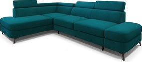 Masseno Narożnik AVISE z funkcją spania i pojemnikiem na pościel Narozniki L, Rozkładana sofa - Lazurowy, MATT VELVET 77