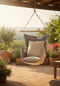 Huśtawka brazylijska z poduszką ecru popielaty szary F8-Z22