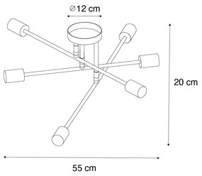 Przemysłowa lampa sufitowa ciemny brąz 6-punktowa - SydneyPrzemysłowy Oswietlenie wewnetrzne