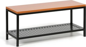Ławka szatniowa z metalową półką na buty, 1000x360x439 mm, czereśnia