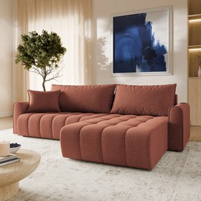 Masseno Narożnik FRIGA z funkcją spania i pojemnikiem na pościel Narozniki L, Rozkładana sofa - Ceglasty, ARAGON 59