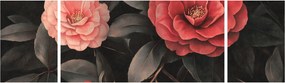 Obraz - Czerwone kwiaty na ciemnym tle (170x50 cm)