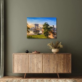 Obraz na szkle - Most nad rzeką, Budapeszt, Węgry (70x50 cm)