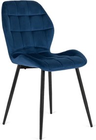 Krzesło Tapicerowane do Jadalni LUCKY Granatowe Welurowe Nowoczesne Loft