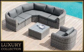 Rattanowy zestaw modułowy BORNEO LUXURY dla 6 osób (szary)