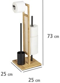 Stojak na papier toaletowy i szczotkę wc RIVALTA, 3w1, bambus, WENKO