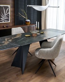 Stół rozkładany ARMANI 165(241)x90 czarny marmur/czarny HALMAR