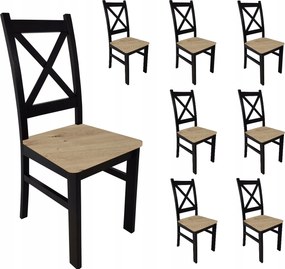 Krzesła drewniane 8 szt Krzyżak Czarny + ARTISAN