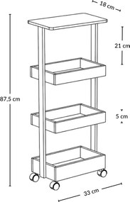 Regał kuchenny na kółkach HYGA, 87,5 cm