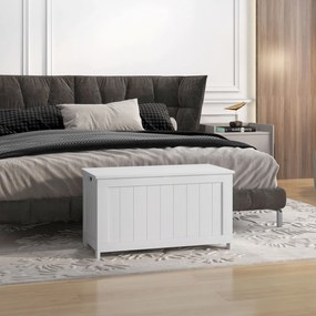 HOMCOM Pudełko do przechowywania zabawki, skrzynia MDF, 2 uchwyty, 81 x 40 x 46 cm, Biały