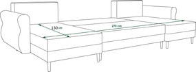 Rozkładana sofa narożna w kształcie U SILVIANO 300x140 cm, musztardowa + 2 poduszki GRATIS