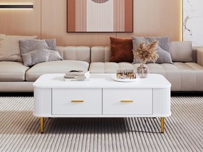 Nowoczesny stół kawowy - z 4 szufladami - z MDF - Biały
