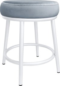 Taboret Ben tkanina Welur stelaż metalowy STOŁEK LOFT : Kolor Stelaża - Biały, Kolor tkaniny - VELVET - BL06, Typ tkaniny - Velvet