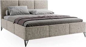 Łóżko tapicerowane LEKSI z pojemnikiem na pościel na wysokich nóżkach