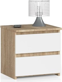 Szafka nocna AKORD CL2 Dąb Sonoma 40 cm 2 szuflady kolor Biały mat 40x35x40 cm