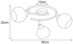 Okrągła lampa sufitowa z regulacją 3 kloszy - A768-Zora