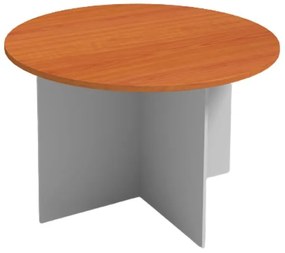 Stół konferencyjny z okrągłym blatem PRIMO GRAY, średnica 120 cm, szary/czereśnia