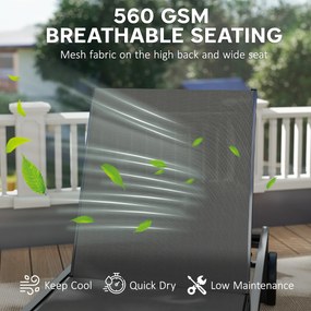 Outsunny Leżak Oddychający z 6-stopniową Regulacją Oparcia, Kółkami, Aluminiową Ramą | Aosom PL