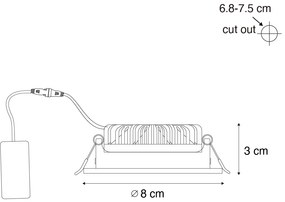 Set van 6 inbouwspots zwart kantelbaar 8,2cm incl. LED dim to IP54 ultra slim - Pupil Oswietlenie wewnetrzne