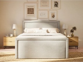 Szare łóżko kontynentalne ze schowkiem 180x200 cm Fresco – Maison de Rêve