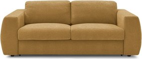 Musztardowa rozkładana sofa do spania z tkaniny szenilowej 220 cm Hugo – Bobochic Paris