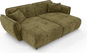 Zielona sofa z tkaniny szenilowej z szezlongiem 252 cm Nelia Big – Ropez