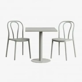 Zestaw Kwadratowy Stól 70x70 Cm I 2 Krzesla Ogrodowe Mizzi Awokado - Sklum