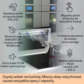 Klarstein Royal Flush 60cm 604m³/h Okap Blatowy Czarny