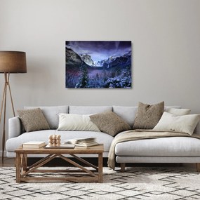 Obraz na szkle - zimowy górski krajobraz (70x50 cm)