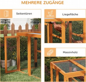 PawHut Kurnik dla 1–3 kur, drewniana rama, drut stalowy, rozbudowywalny design, drewniane drążki, pomarańczowy
