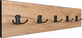 Drewniany wieszak ścienny loft dąb craft + czarny S9-R74