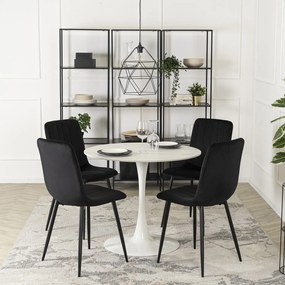 Stół Okrągły SANDER 90 cm Ceramiczny Biały do Salonu Nowoczesny Glamour