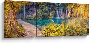 Obraz - Jeziora Plitwickie, Chorwacja (z zegarem) (90x30 cm)