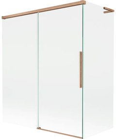 Mexen Rox L parawan nawannowy 2-skrzydłowy rozsuwany 140 + 70 x 150 cm, transparent, miedź szczotkowana - 8C9L-140-070-65-00
