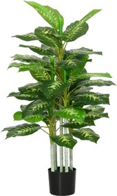 HOMCOM Sztuczna Roślina, Roślina z Plastiku, Doniczka z Cementu, Do Wnętrz i Na Zewnątrz, 120 cm, Zielona